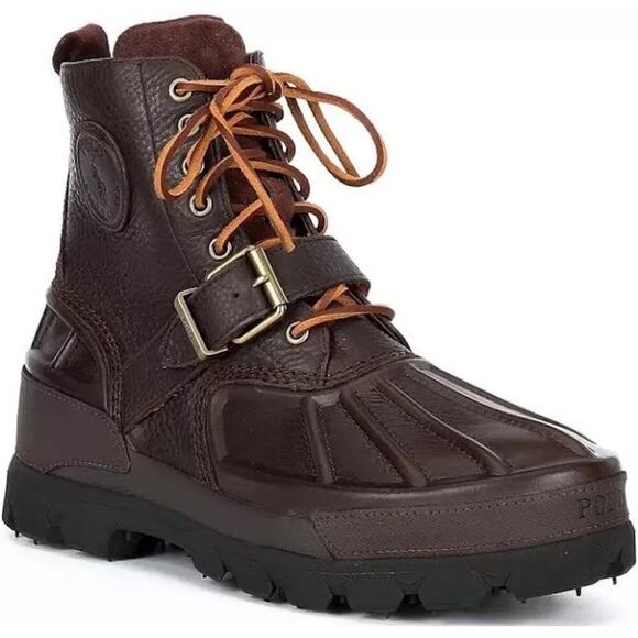 Polo Ralph Lauren Oslo High Boots Mens Size 13D 100% Leather Buckle Lace Up NEW - Picture 1 of 14